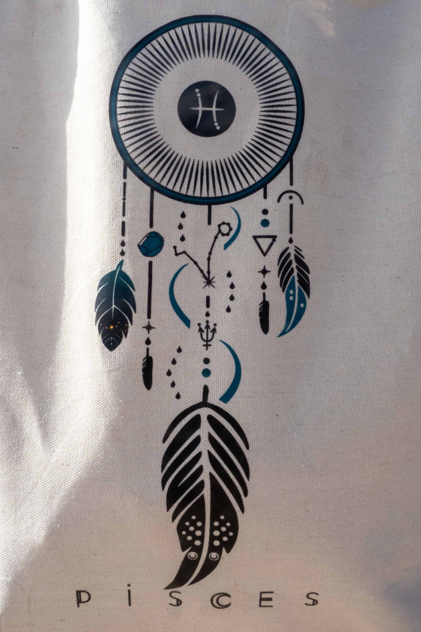TOTE BAG VIBE PISCIS – Bolsa de algodón orgánico con atrapasueños del zodíaco