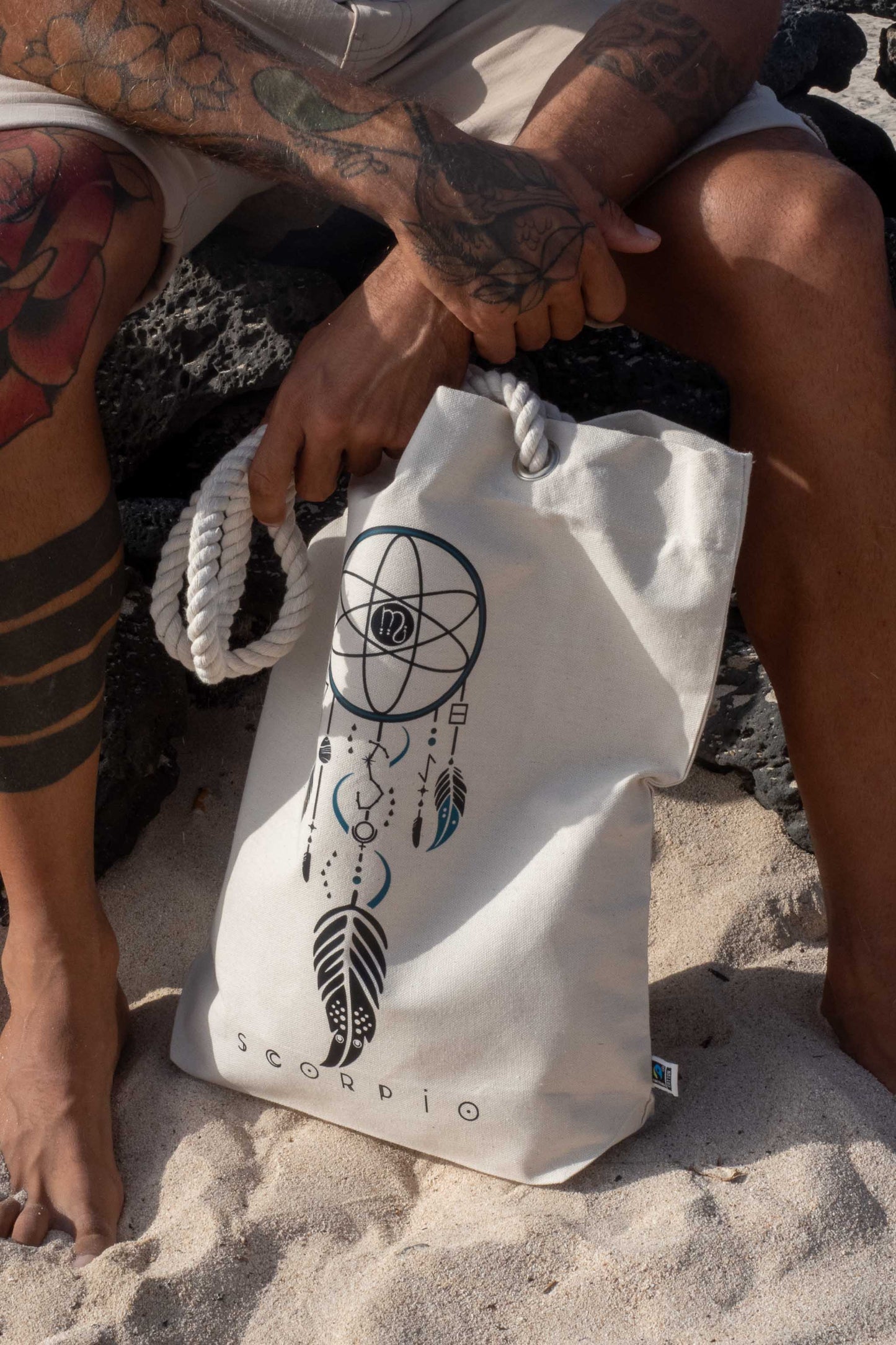 TOTE BAG VIBE ESCORPIO – Bolsa de algodón orgánico con atrapasueños del zodíaco