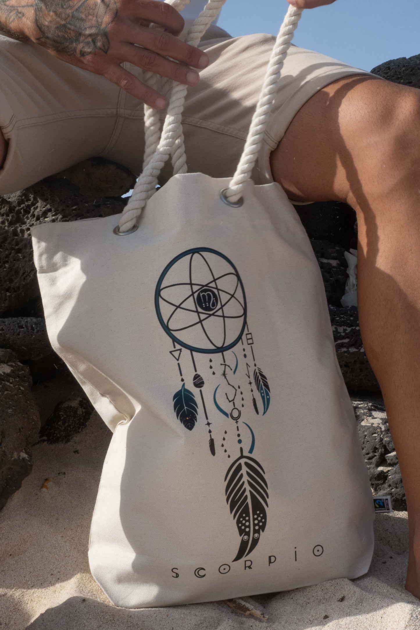 TOTE BAG VIBE ESCORPIO – Bolsa de algodón orgánico con atrapasueños del zodíaco