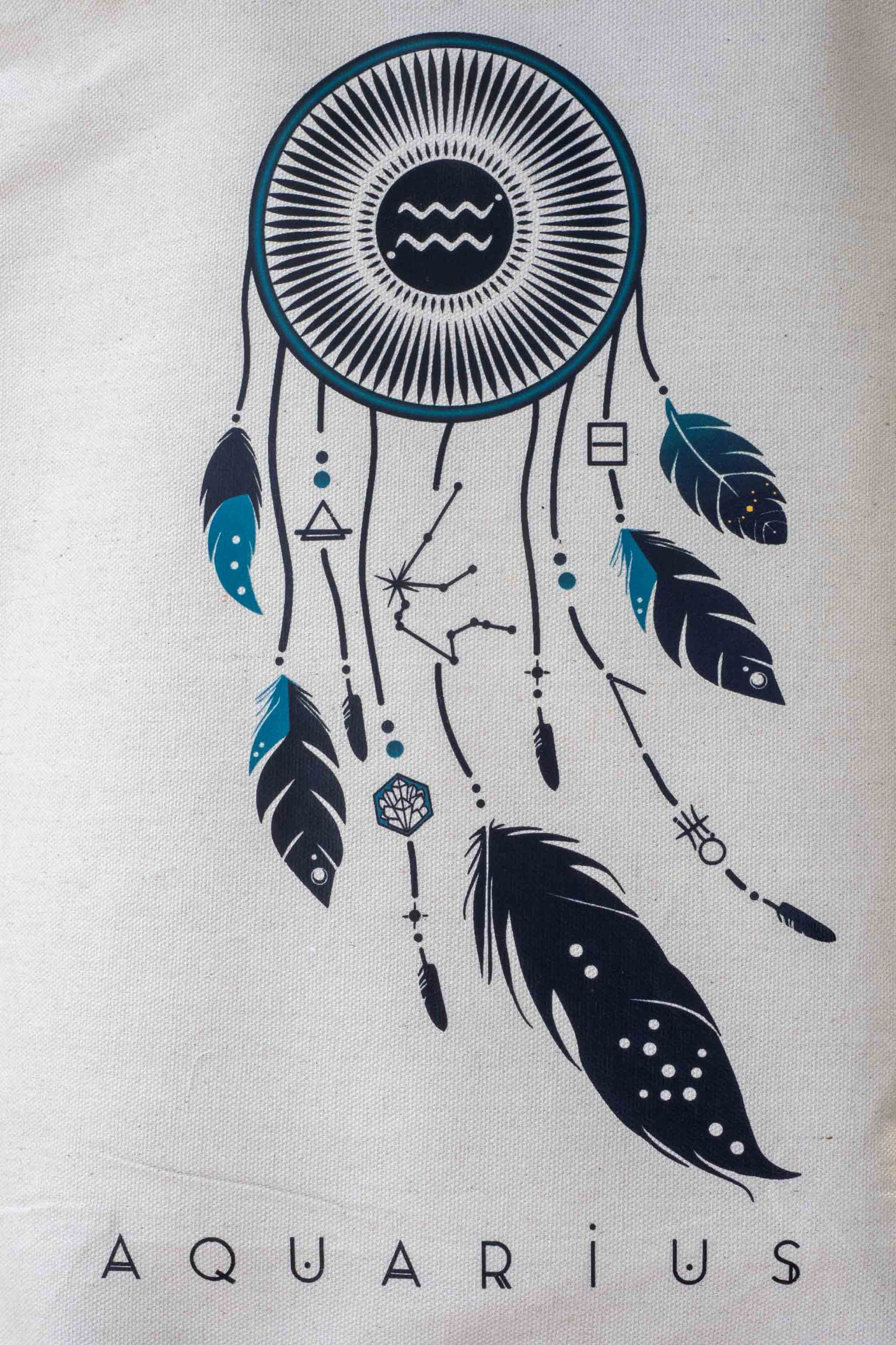 TOTE BAG VIBE ACUARIO – Bolsa de algodón orgánico con atrapasueños del zodíaco