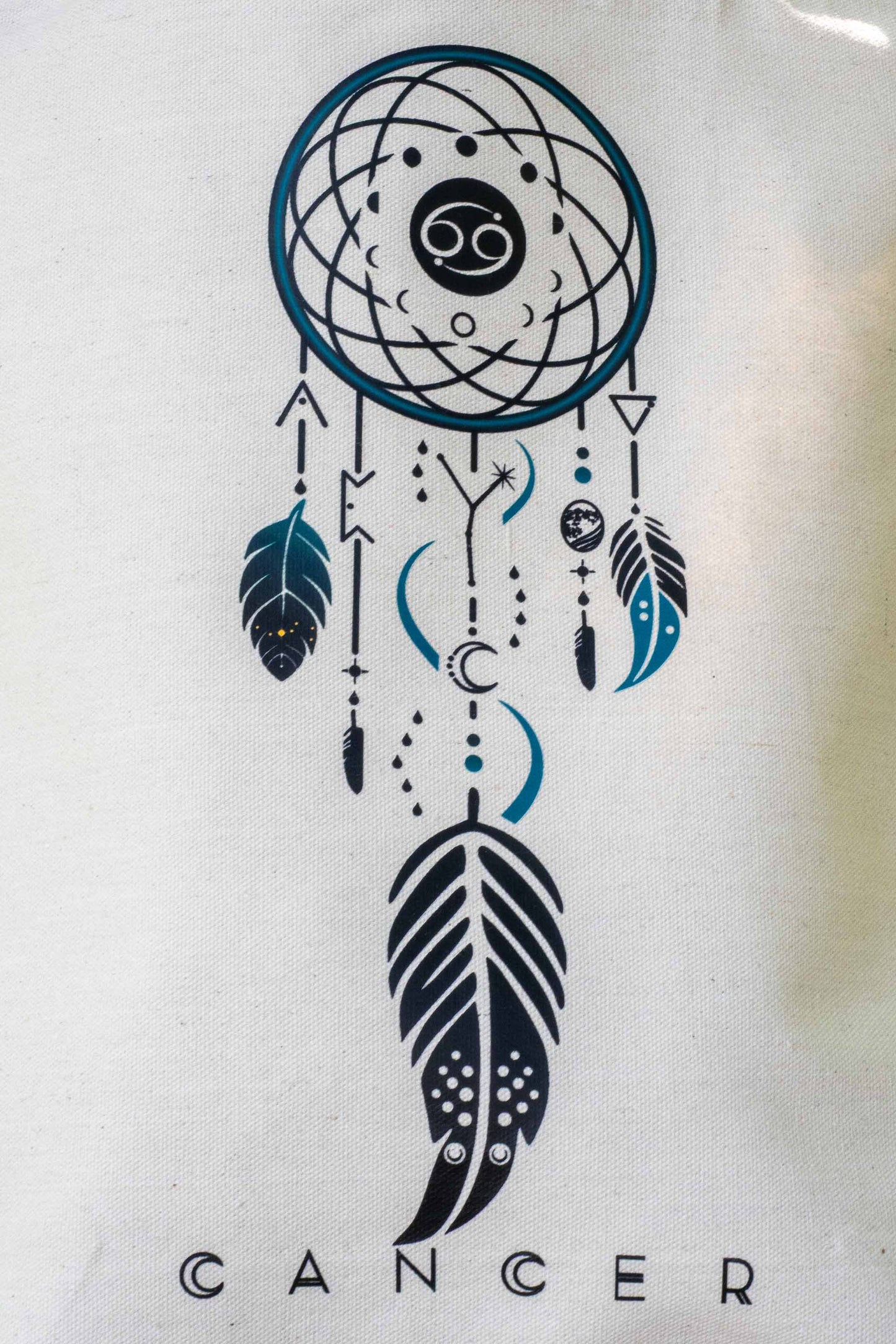 TOTE BAG VIBE CANCER – Bolsa de algodón orgánico con atrapasueños del zodíaco