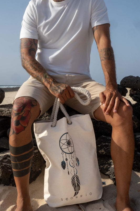 TOTE BAG VIBE ESCORPIO – Bolsa de algodón orgánico con atrapasueños del zodíaco