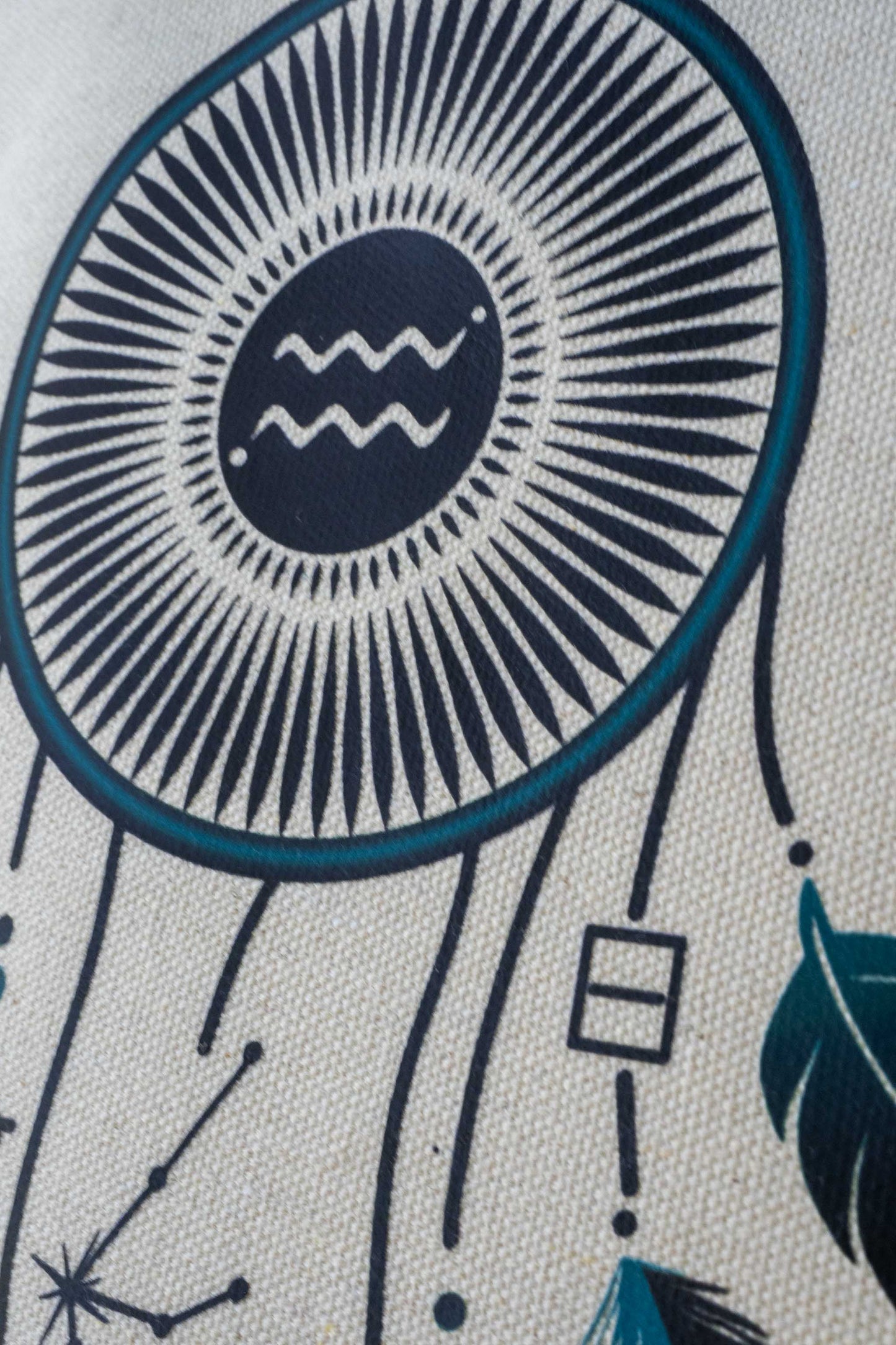 TOTE BAG VIBE ACUARIO – Bolsa de algodón orgánico con atrapasueños del zodíaco