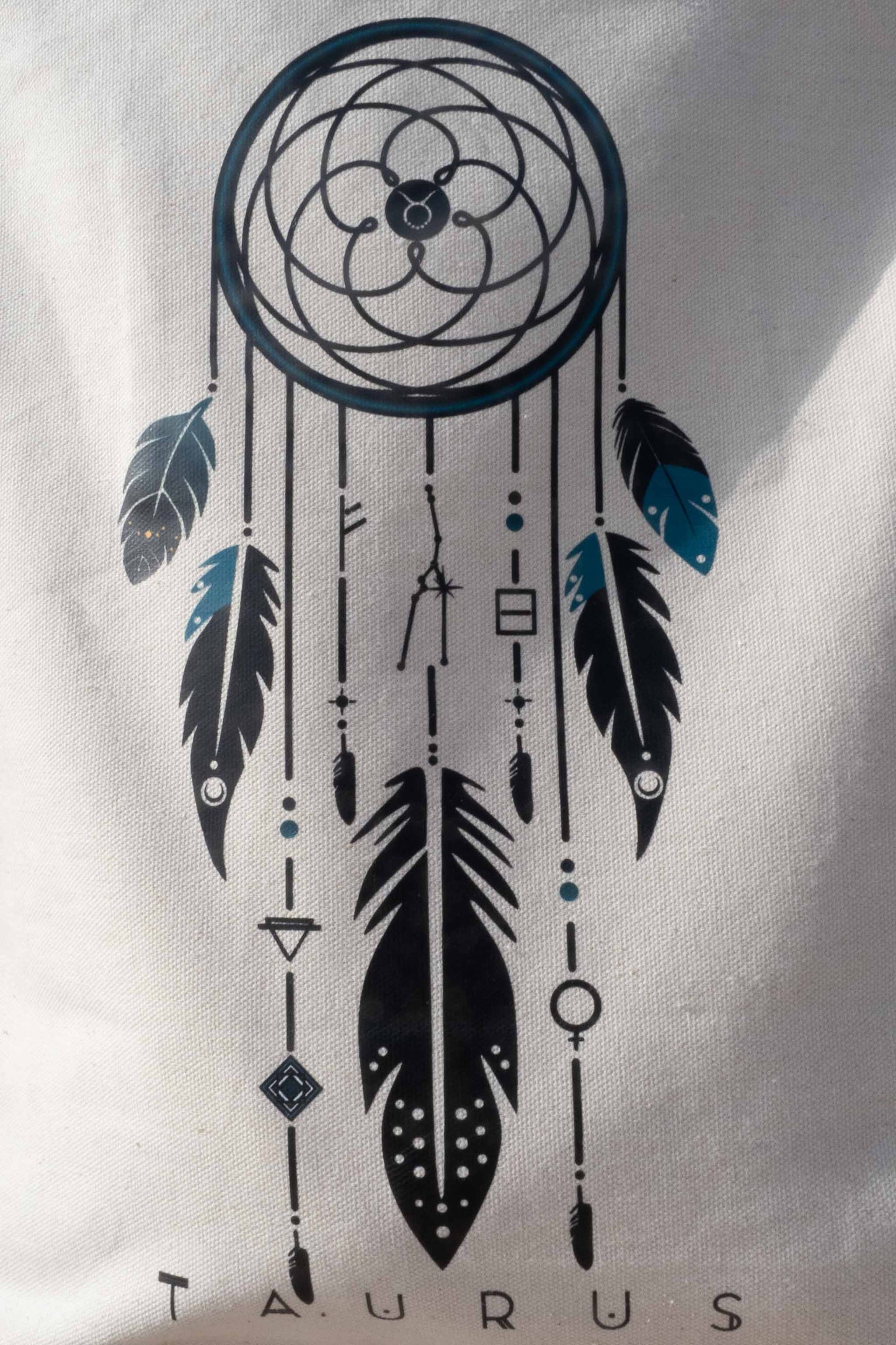 TOTE BAG VIBE TAURO – Bolsa de algodón orgánico con atrapasueños del zodíaco