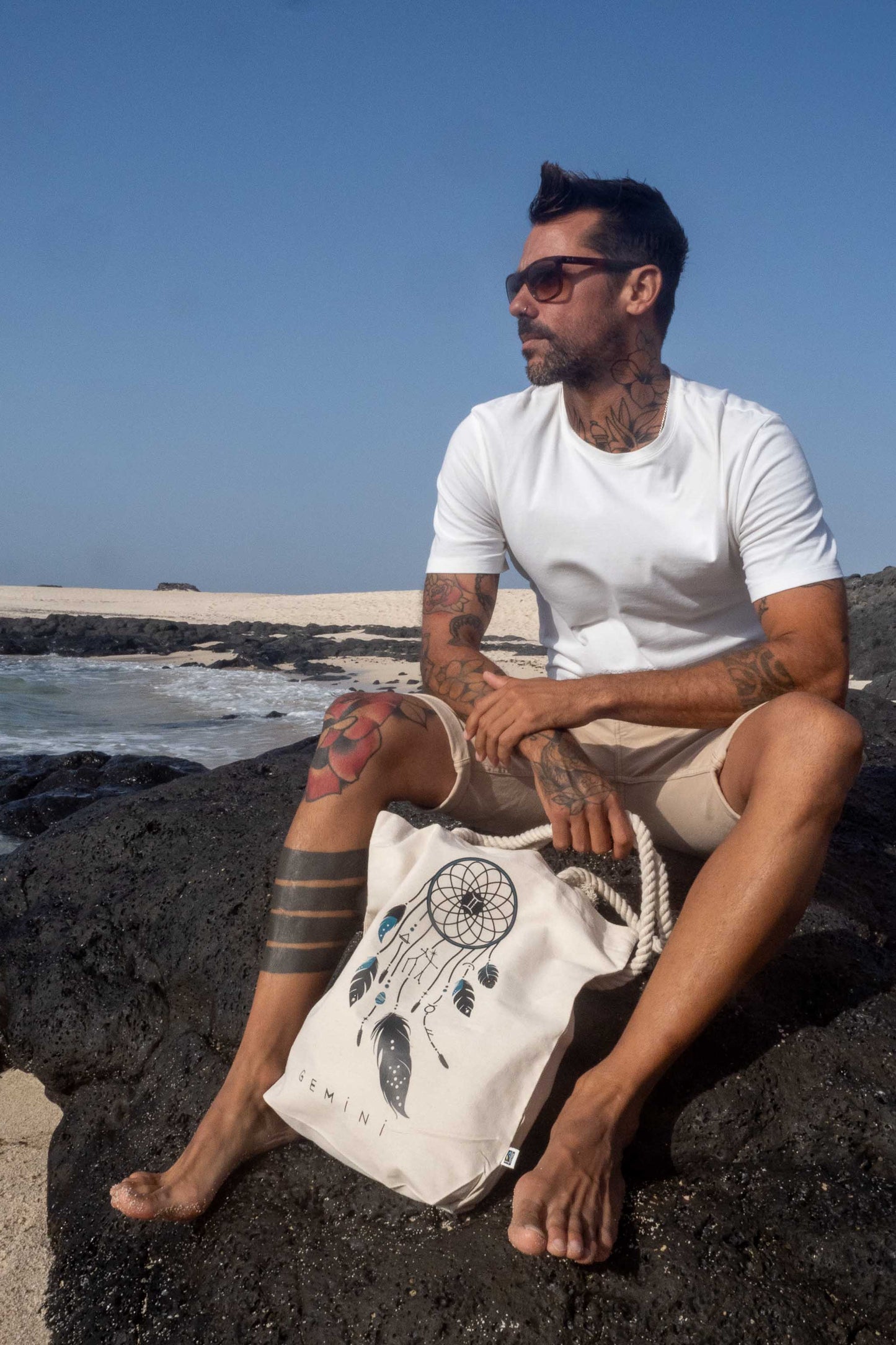 TOTE BAG VIBE GÉMINIS – Bolsa de algodón orgánico con atrapasueños del zodíaco