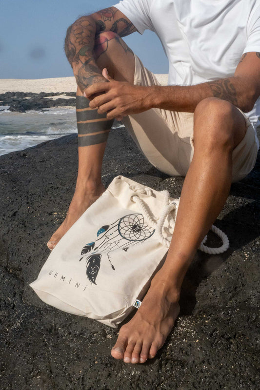 TOTE BAG VIBE GÉMINIS – Bolsa de algodón orgánico con atrapasueños del zodíaco