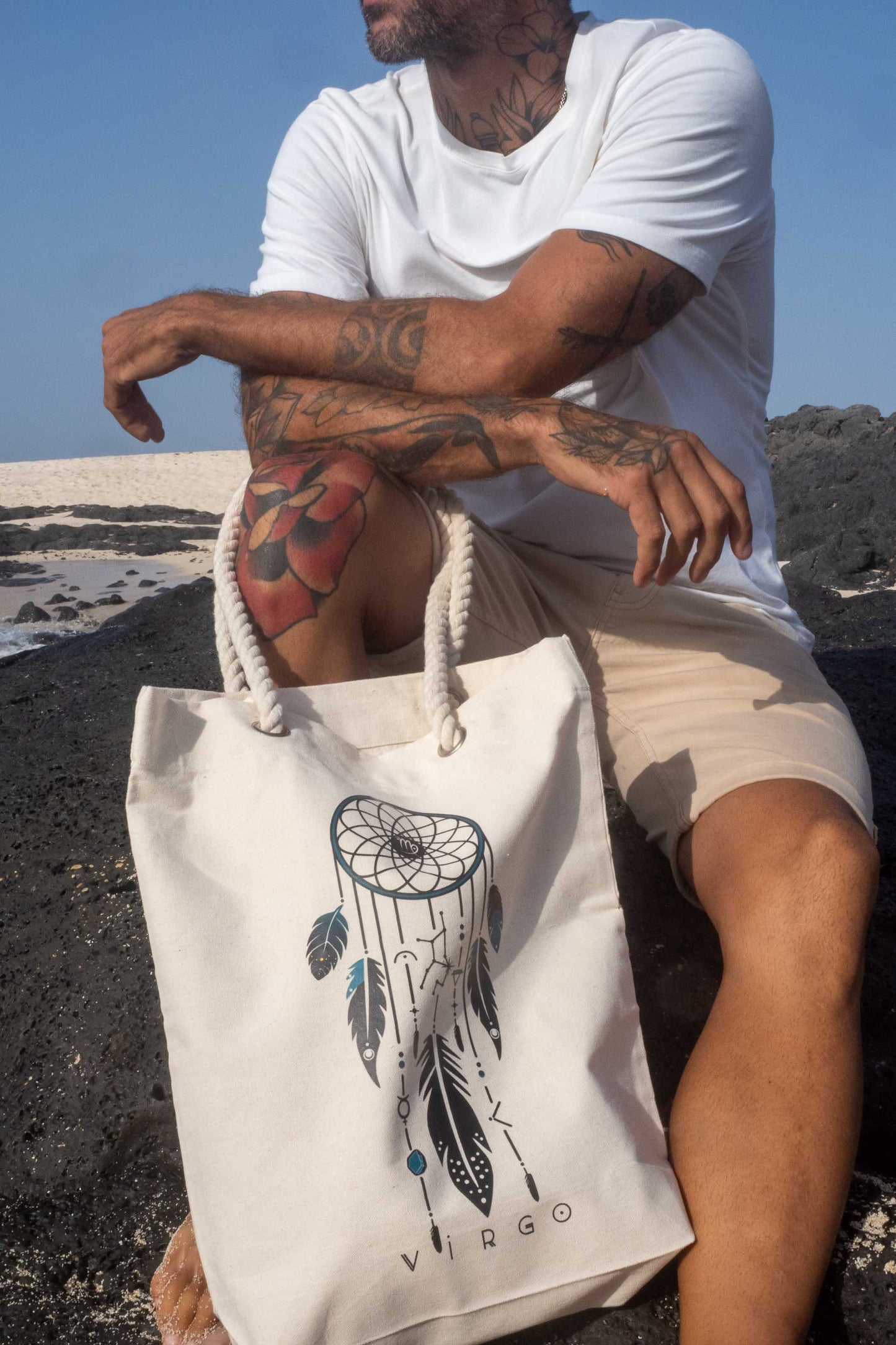 TOTE BAG VIBE VIRGO – Bolsa de algodón orgánico con atrapasueños del zodíaco