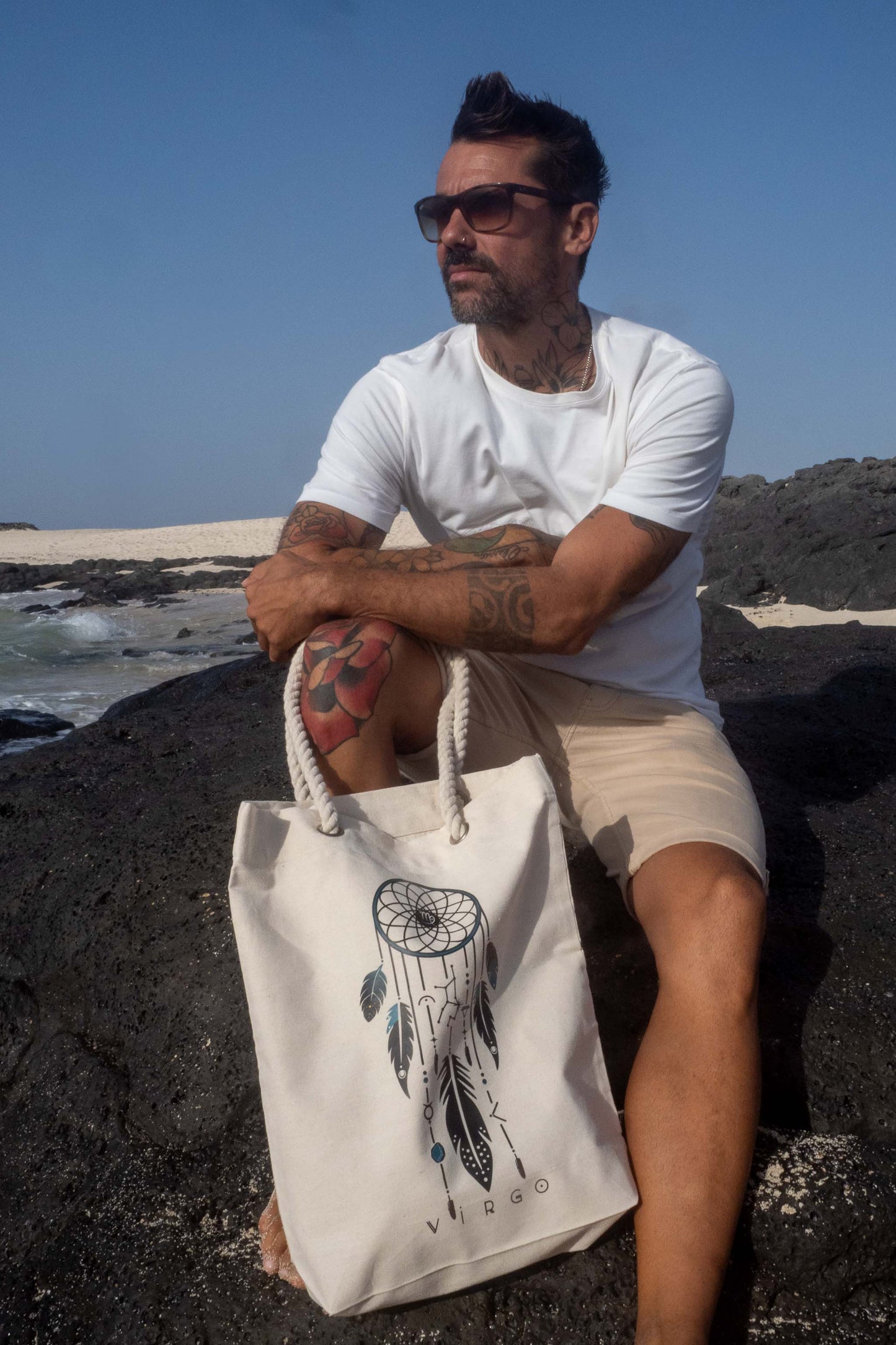 TOTE BAG VIBE VIRGO – Bolsa de algodón orgánico con atrapasueños del zodíaco