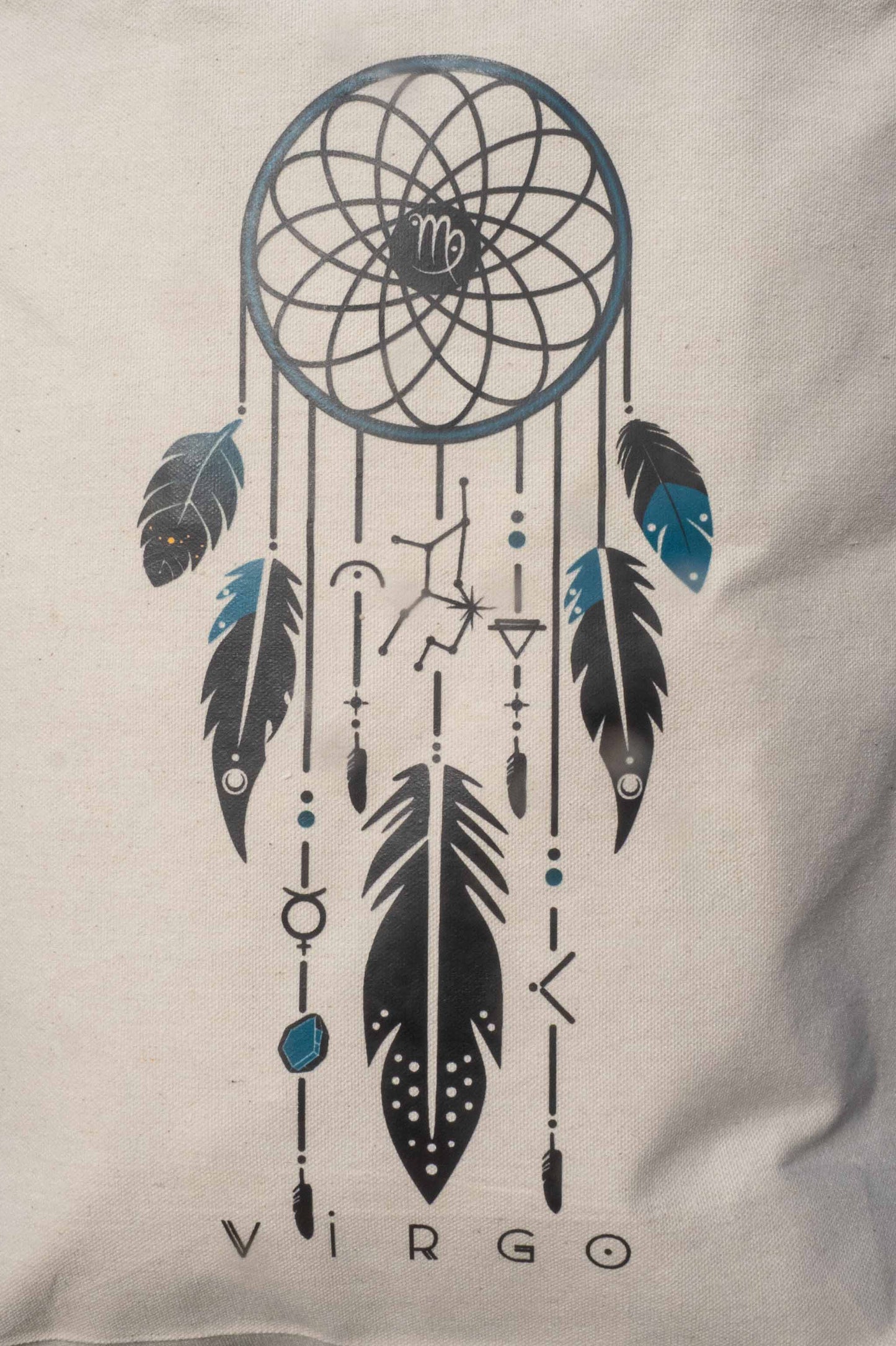 TOTE BAG VIBE VIRGO – Bolsa de algodón orgánico con atrapasueños del zodíaco